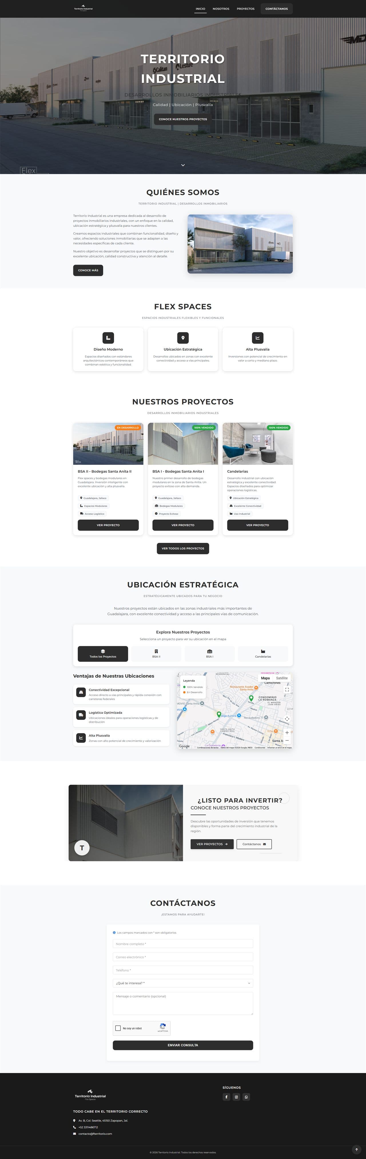 Captura del sitio Territorio Flex Spaces