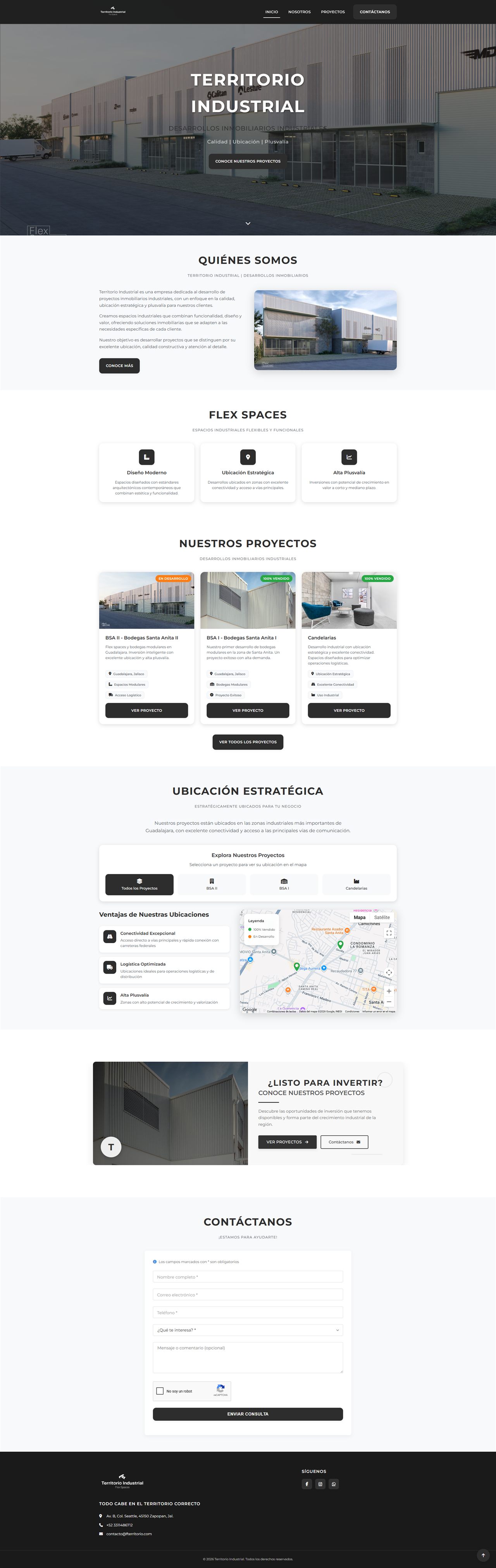 Captura del sitio Territorio Flex Spaces